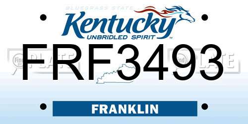 FRF3493 Kentucky License Plate