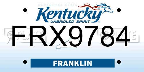 FRX9784 Kentucky License Plate
