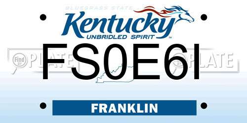 FS0E6I Kentucky License Plate