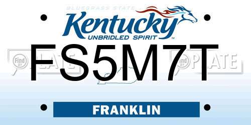 FS5M7T Kentucky License Plate