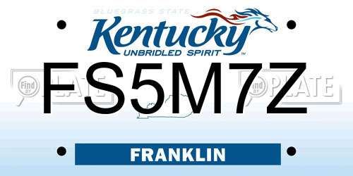 FS5M7Z Kentucky License Plate