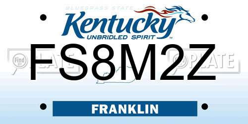 FS8M2Z Kentucky License Plate