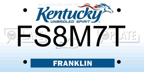 FS8M7T Kentucky License Plate