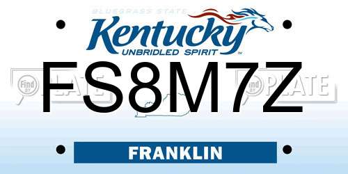 FS8M7Z Kentucky License Plate