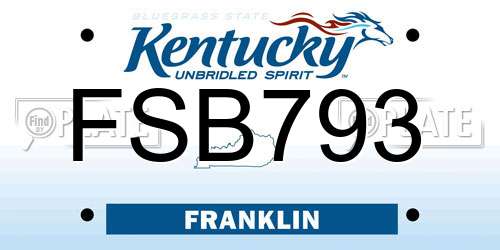 FSB793 Kentucky License Plate