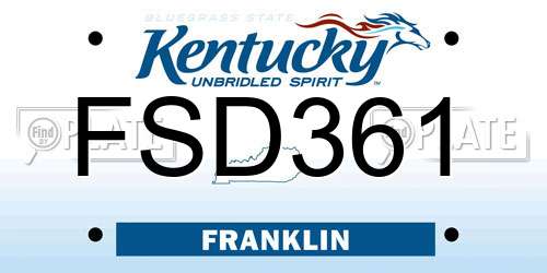 FSD361 Kentucky License Plate