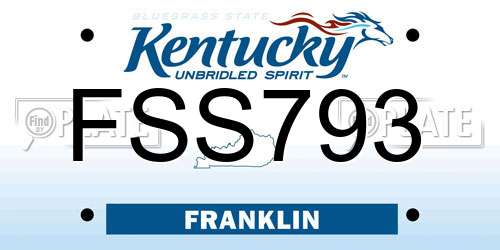 FSS793 Kentucky License Plate