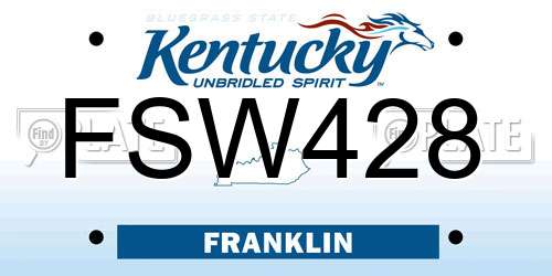FSW428 Kentucky License Plate