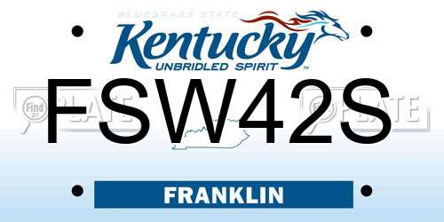 FSW42S Kentucky License Plate
