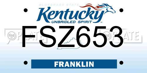 FSZ653 Kentucky License Plate
