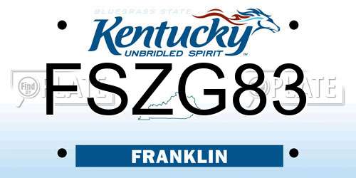 FSZG83 Kentucky License Plate