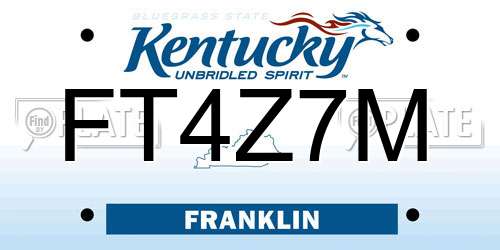FT4Z7M Kentucky License Plate