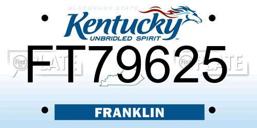 FT79625 Kentucky License Plate