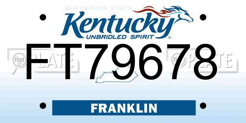 FT79678 Kentucky License Plate