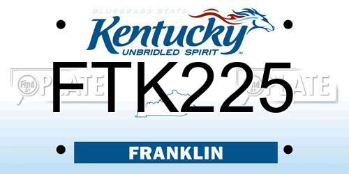 FTK225 Kentucky License Plate