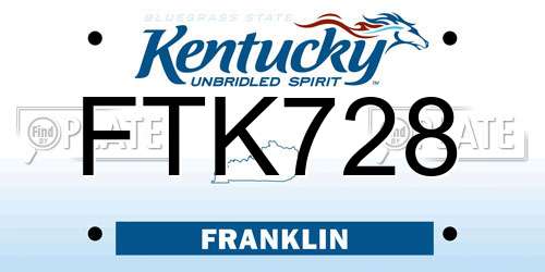 FTK728 Kentucky License Plate