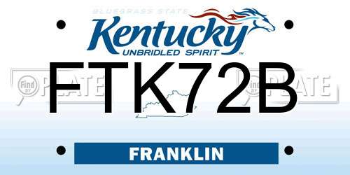 FTK72B Kentucky License Plate