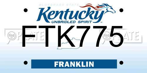 FTK775 Kentucky License Plate