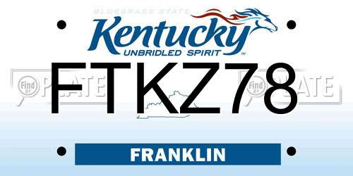 FTKZ78 Kentucky License Plate
