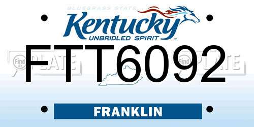 FTT6092 Kentucky License Plate