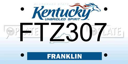 FTZ307 Kentucky License Plate