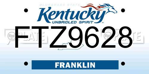 FTZ9628 Kentucky License Plate