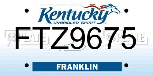 FTZ9675 Kentucky License Plate