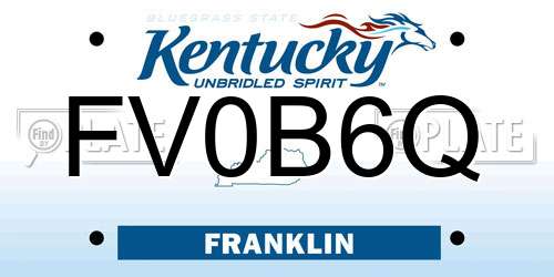 FV0B6Q Kentucky License Plate