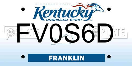 FV0S6D Kentucky License Plate