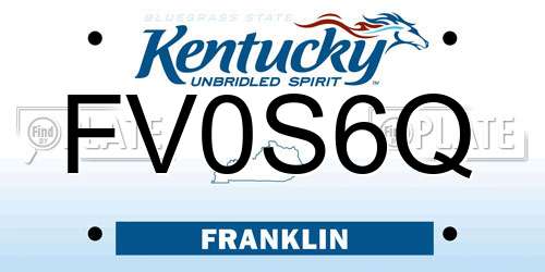 FV0S6Q Kentucky License Plate