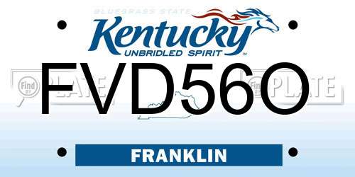 FVD56O Kentucky License Plate