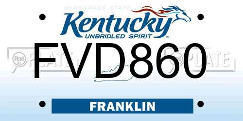 FVD860 Kentucky License Plate