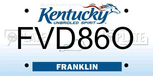 FVD86O Kentucky License Plate