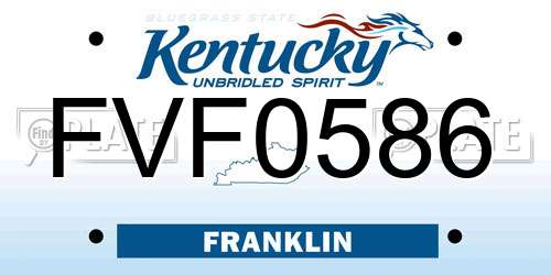 FVF0586 Kentucky License Plate