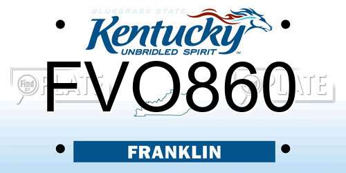 FVO860 Kentucky License Plate