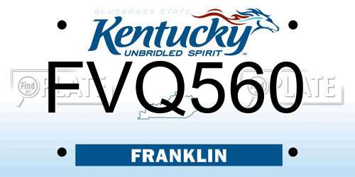 FVQ560 Kentucky License Plate