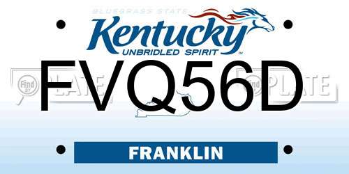 FVQ56D Kentucky License Plate