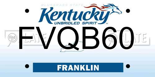 FVQB60 Kentucky License Plate