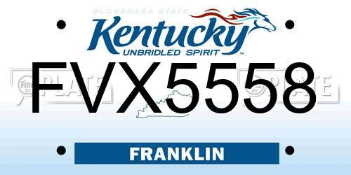 FVX5558 Kentucky License Plate