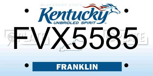 FVX5585 Kentucky License Plate