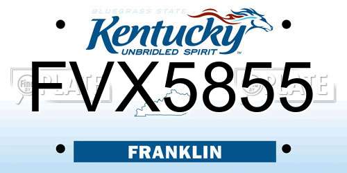 FVX5855 Kentucky License Plate