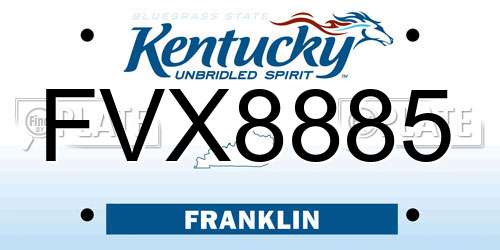 FVX8885 Kentucky License Plate