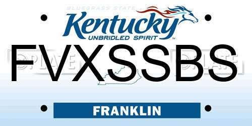 FVXSSBS Kentucky License Plate