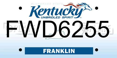 FWD6255 Kentucky License Plate