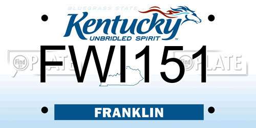 FWI151 Kentucky License Plate