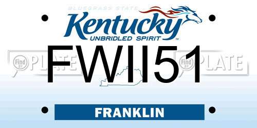 FWII51 Kentucky License Plate