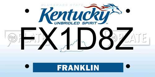 FX1D8Z Kentucky License Plate