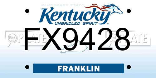 FX9428 Kentucky License Plate