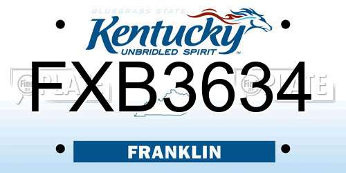 FXB3634 Kentucky License Plate