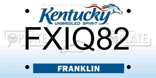 FXIQ82 Kentucky License Plate